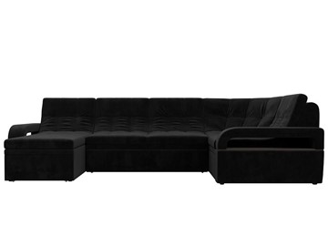 П-образный диван Лига-035, Черный (велюр) в Грозном - предосмотр 3