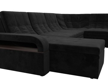 П-образный диван Лига-035, Черный (велюр) в Грозном - предосмотр 4
