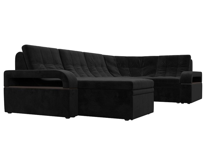 П-образный диван Лига-035, Черный (велюр) в Грозном - изображение 5
