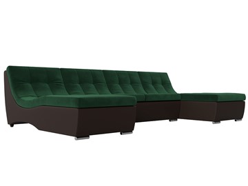 П-образный диван Монреаль, Зеленый\Коричневый (Велюр\Экокожа) в Грозном - предосмотр