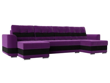 П-образный диван Честер, Фиолетовый/черный (вельвет) в Грозном