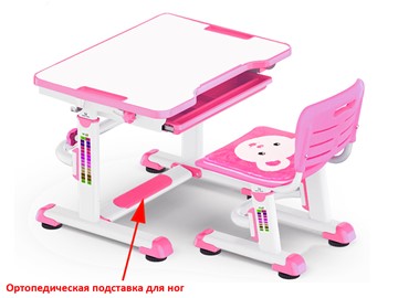 Парта растущая и стул Mealux BD-08 Teddy, pink, розовая в Грозном