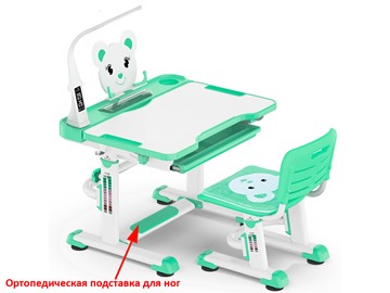 Стол растущий и стул Mealux EVO BD-04 Teddy New XL, с лампой, green, зеленая в Грозном - предосмотр