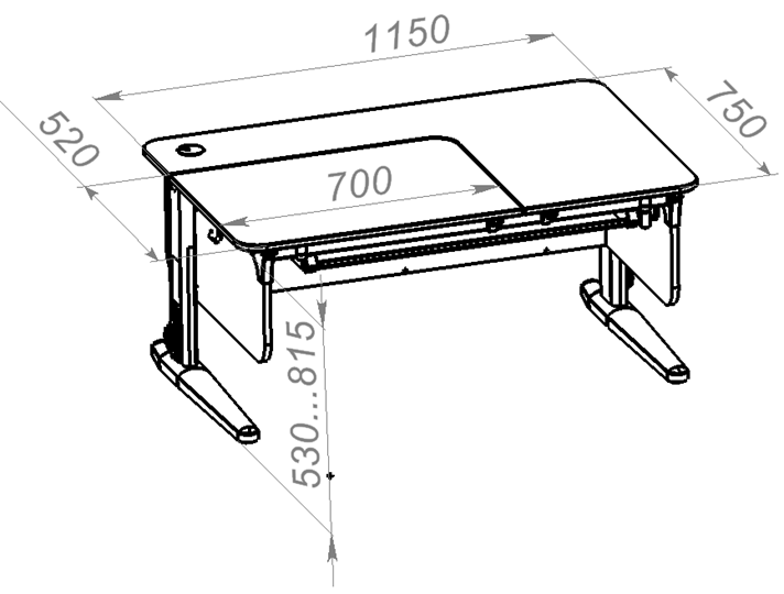 Растущий стол L/70-45 (СУТ 62) с лотком, белый/серый/белый в Грозном - изображение 4