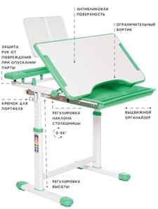 Комплект из растущих парты и стула SET HOLTO-17А, зеленый в Грозном - предосмотр 5