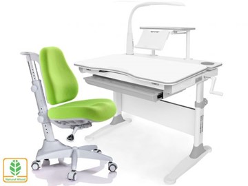 Растущая парта + стул Mealux EVO Evo-30 G (арт. Evo-30 G + Y-528 KZ) (дерево)/(стол+полка+кресло+чехол+лампа)/ белая столешница (дерево), цвет пластика серый в Грозном - предосмотр