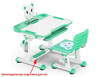 Стол растущий и стул Mealux EVO BD-04 Teddy New XL, green, зеленая в Грозном